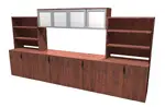 Long Credenza with Overhead Storage