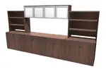 Long Credenza with Overhead Storage