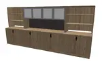 Long Credenza with Overhead Storage