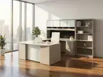 Bow Front U Shape Desk with Storage