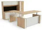 Sit Stand L Shape Desk with Storage Set