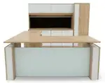 Sit Stand L Shape Desk with Storage Set