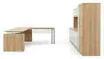 Sit Stand L Shape Desk with Storage Set