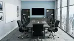 Conference Table with Chairs and Storage Set