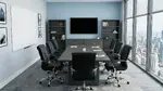 Conference Table with Chairs and Storage Set