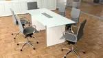 Small Glass Top Conference Table and Chairs Set