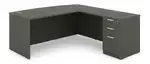Bow Front L-Shaped Desk with Drawers