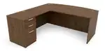 Bow Front L-Shaped Desk with Drawers