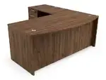 Bow Front L-Shaped Desk with Drawers