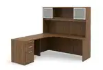 L Shape Desk with Hutch and Drawers