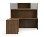 L Shape Desk with Hutch and Drawers