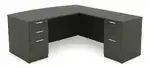 Bow Front L Shaped Desk with Drawers