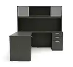 L Shape Desk with Hutch and Drawers