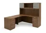 L Shape Desk with Hutch and Drawers