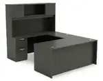U Shape Desk with Hutch and Drawers