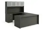 U Shaped Desk with Hutch and Drawers