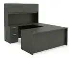 U Shaped Desk with Hutch and Drawers