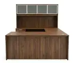U Shaped Desk with Hutch and Drawers