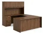 U Shaped Desk with Hutch and Drawers