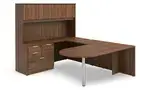 U Shaped Peninsula Desk with Hutch and Drawers