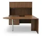 U Shaped Peninsula Desk with Hutch and Drawers