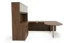 U Shaped Peninsula Desk with Hutch and Drawers