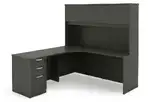 L Shaped Desk with Hutch and Drawers