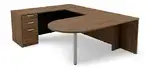 U Shaped Peninsula Desk with Drawers