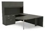 U Shape Peninsula Desk with Hutch and Drawers