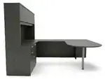 U Shape Peninsula Desk with Hutch and Drawers
