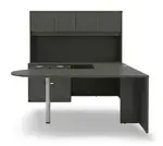 U Shape Peninsula Desk with Hutch and Drawers