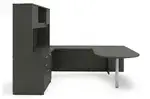 U Shape Peninsula Desk with Hutch and Drawers