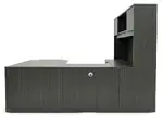 U Shape Peninsula Desk with Hutch and Drawers