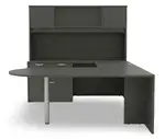U Shape Peninsula Desk with Hutch and Drawers