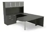 U Shaped Peninsula Desk with Hutch