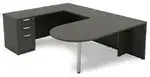 U Shaped Peninsula Desk with Drawers