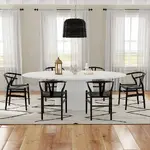 Sculptural Pedestal Dining Table and Chairs Set
