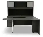 U Shaped Peninsula Desk with Hutch