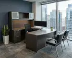 Bow Front U Shaped Desk with Hutch