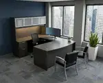 Bow Front U Shape Desk with Hutch