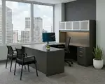 U Shaped Desk with Hutch