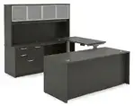 U Shaped Standing Desk with Hutch