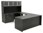 U Shaped Standing Desk with Hutch