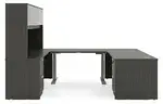 U Shaped Sit Stand Desk with Hutch