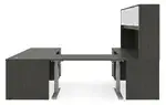 U Shaped Sit Stand Desk with Hutch