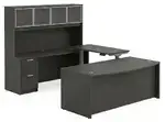 Bow Front U Shape Standing Desk with Hutch