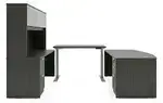 Bow Front U Shape Standing Desk with Hutch