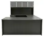 Bow Front U Shape Standing Desk with Hutch