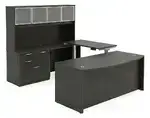 Bow Front U Shape Standing Desk with Hutch