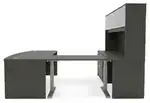 Bow Front U Shape Standing Desk with Hutch